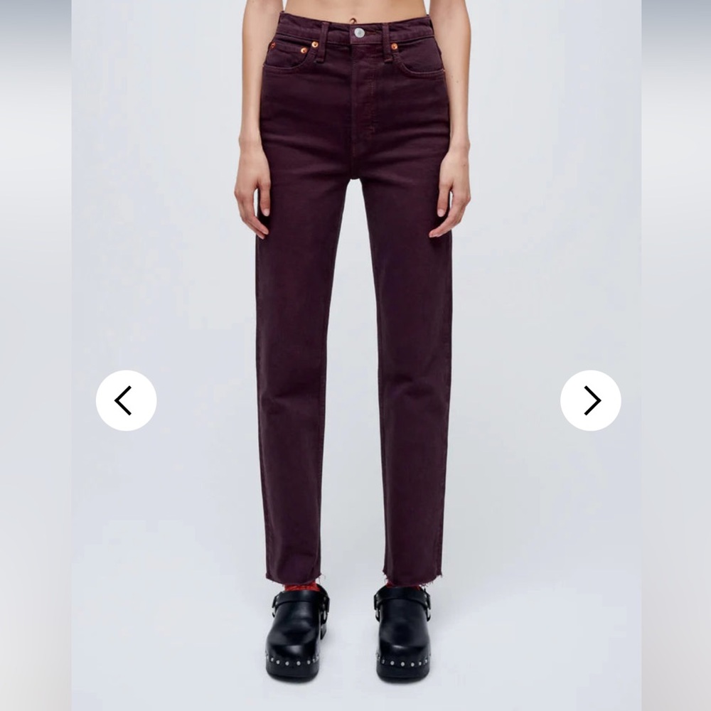 RE/DONE Ultra High Rise Stove Pipe - Washed Plum